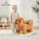 Baby Rocking Horse,Poodle Wooden Rocking Horse for Toddlers 1 Year Old Cute Dog Stuffed Plush Ride-on Toy Rocking Animal for Baby Boys and Girls Nursery/Child Christmas or Birthday Gift