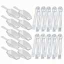 20 Pack of Set Plastic Buffet Serving Tongs Mini Serving Utensil Tongs Appetizers Tongs and Plastic Kitchen Scoops Clear Ice Scoop Buffet Scoop for Candy Dessert Buffet Ice