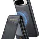 Wallet Case for Google Pixel 9 / Pixel 9 Pro, Magnetic Back Cover Compatible with MagSafe, Premium PU Leather Slim Shockproof Protective Phone Case with Detachable Card Holder Kickstand (Black)