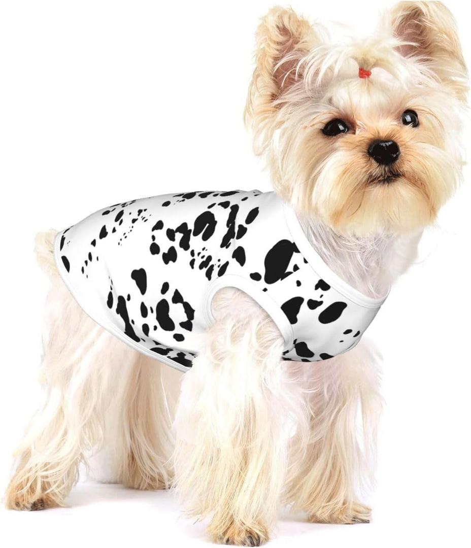 Dalmatian Print Dog T-Shirt Cotton Dog Clothes Costume Puppy Tank Top Pet Vest Shirts for Small to Medium Dogs & Cats