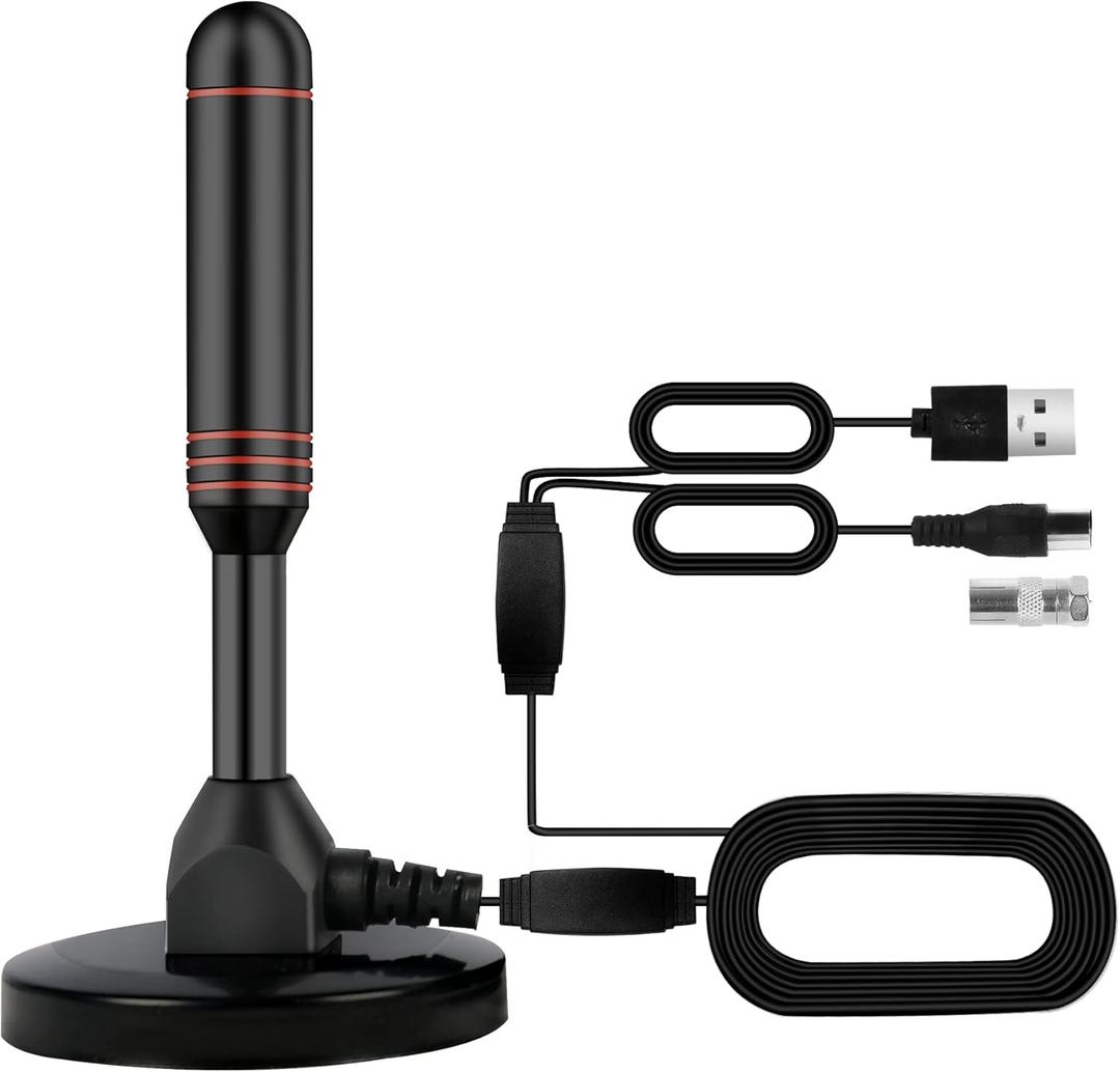 TV Antenna Indoor Antenna for Smart TV with 2 Amplifier Signal Booster for Long Range Reception and All Smart TVs HD Digital Antenna for Local Channels Supports 4K 1080p(Red)