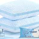 QUTOOL Double Sided Cooling Pillow for Hot Sleepers, Shredded Memory Foam Pillows Standard Size Set of 2, Adjustable Soft & Firm Gel Bed Pillow for Side, Back, Stomach Sleepers (Icy Blue)