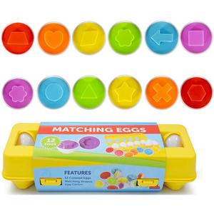 JUNBESTN Easter Matching Eggs Connect Eggs Parlour Games Toys Gifts for 2 3 Years Old Kids Toddler Baby Girls Boys Shape Color