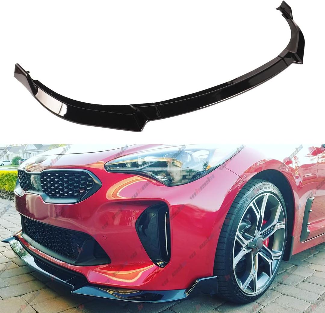 3Pcs Front Lip Compatible with 2018-2024 Kia Stinger, Bumper Spoiler Air Dam Lower Chin Splitter Protection Body Kit Fits for 2018 2019 2020 2021 2022 2023 2024 (Glossy Black)
