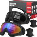 Dirt Bike Goggles, 2-Pack Motorcycle Goggles ATV Anti-Impact Motocross Windproof Racing Goggles (Gray+color)