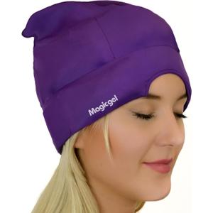 Magic Gel Migraine Ice Head Wrap - FSA HSA Eligible | Real Migraine & Headache Relief | The Original Headache Cap | Cold, Comfortable, Dark & Cool; Endorsed by Physicians, Loved by Thousands - Purple