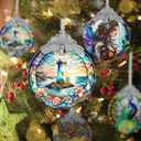 Stained Glass Suncatcher, Jocidea Lighthouse Ornament, Christmas Ornaments, Holidays Ornaments, Christmas Tree Decor, Lighthouse Decor for Home, Lighthouse Gifts