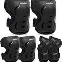 Inkidio Knee Pads for Kids Protective Gear Set with Knee Pads Elbow Pads and Wrist Guards Ideal for Girls Boys Skating Skateboard Scooter Bike (Small, Black)
