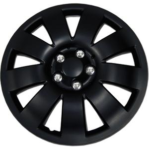 Tuningpros WC1P-16-721-B - Pack of 1 Hubcap (1 Piece) - 16-Inches Style Snap-On (Pop-On) Type Matte Black Wheel Covers Hub-caps
