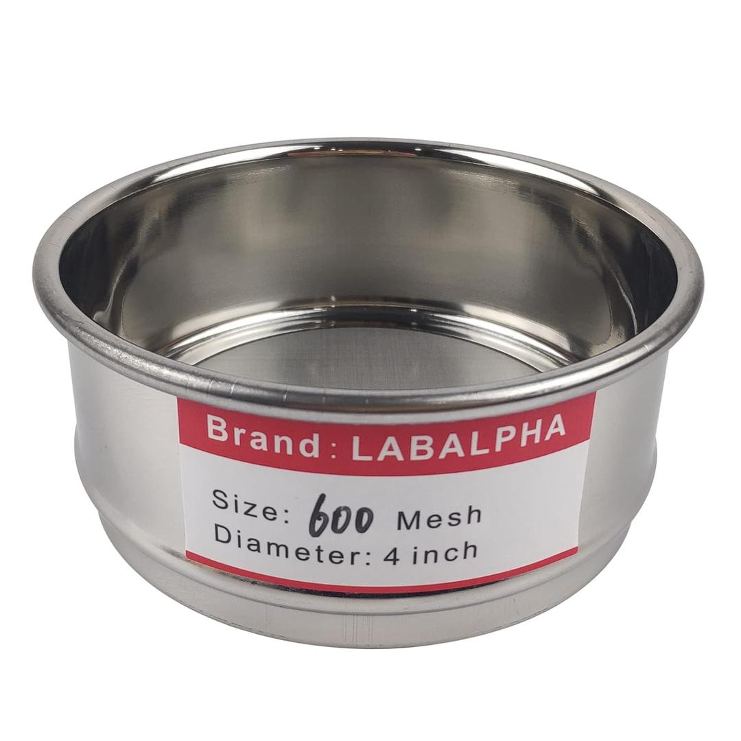 LABALPHA 600 Mesh Lab Sieves, Test Sieve #600 Mesh, 4'' Diameter, 304 Stainless Steel Wire Cloth (0.026mm)