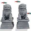 livelyfish Asian Fu Foo Dogs Statues Mini A Pair of Guardian Lion Figurine Sandstone Pets Fish Tank Aquarium Landscape Ornaments Accessories Feng Shui Decorations, A