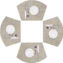 SHACOS Wedge Placemats Set of 4 for Small Round Table Woven Vinyl Table Placemats Wipe Clean CircleTable Mats Indoor Outdoor, Beige