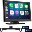 Wireless Apple Carplay Screen for Car:Sunlight Readable 7.2" HD Touchscreen with Wireless Android Auto,Backup Camera,Portable Carplay with Voice Control,AUX,FM Transmitter for Most Vehicle