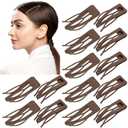 Chinco 24 Pcs Double Grip Hair Clips Metal Snap Clips Women Barrettes for Hair Making, Salon Supplies(Brown,2.8 Inch)