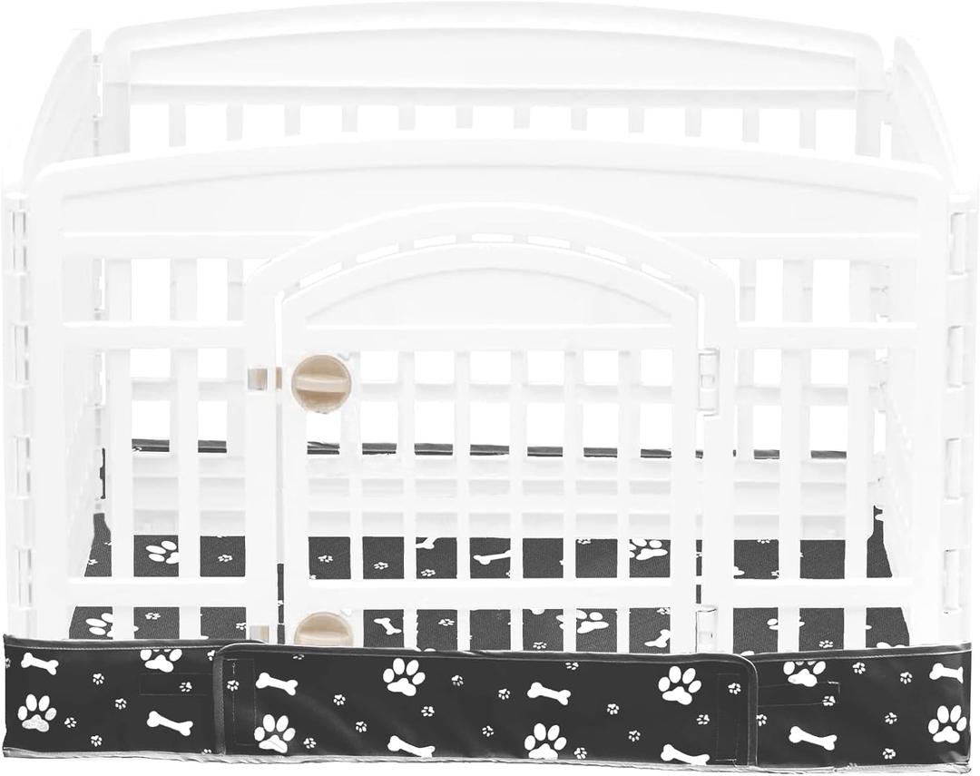 Dog Playpen Bottom Pad Fits for 36 Inch 4 Panels Exercise Pet Playpen, Dog Crate Pad Puppy Playpen Pad, Hoop and Loop Design (Note: Playpen Not Included). -Black