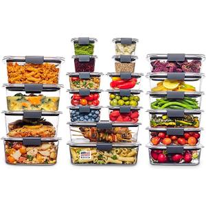 Rubbermaid Brilliance BPA Free 44-Piece Food Storage Containers Set Airtight Leak-Proof with Lids for Meal Prep Lunch and Leftovers