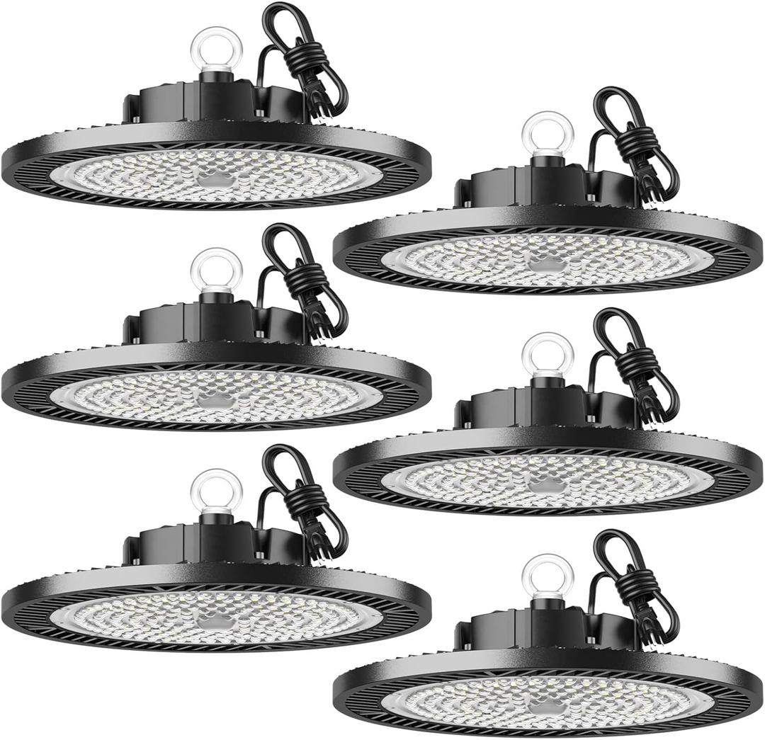 UFO Led High Bay Light 150W 5000K Shop Lights 21000Lm Daylight with Plug, UFO High Bay Lights for Garage Warehouse Workshop Factory Barn Logistics Center 6 Pack