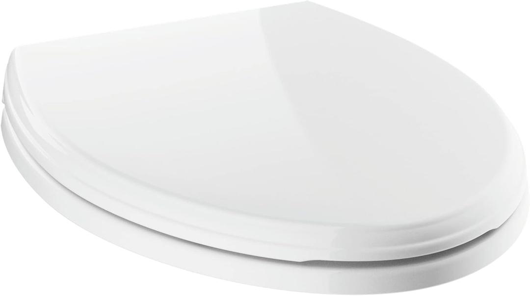 Delta Faucet Wycliffe Slow Close Elongated Toilet Seat with Non-Slip Seat Bumpers, Soft Close Toilet Seat Elongated, Toilet Seat Slow Close, White 811901-WH