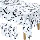 108 x 54 Inch Music Themed Party Decorations Disposable Musical Notes Tablecloth Plastic Table Cover Birthday Jazz Rock Party Decoration Supplies(3 Pieces)