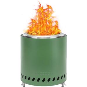 Portable Table Top Fire Pit with Stand, 8.6" Stainless Steel Mini Outdoor Low Smoke Burning Tabletop Firepit Fueled by Pellets or Wood, for Outside Camping Green