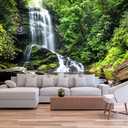 Reyhui 108''x75''Cascading Waterfalls in Forest Wall Mural Large Wallpaper Mural Wall Decor for Bedroom, Living Room, Kids Room(Not Self-Adhesive)