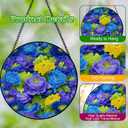 Stained Glass Suncatcher Flowers Handmade Window Hangings Colored Glass Suncatcher Crafts Kits for Indoor Garden Christmas Decoration Home Decor for Women Wife 6.3 in (Blue Purple Yellow Flowers)