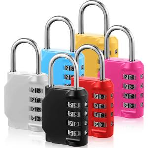 6 Packs Combination Lock Pack, Digital Locker Lock Combination Locks, Programmable Combination Lock Padlock Silver White Black Red Blue Rose Yellow