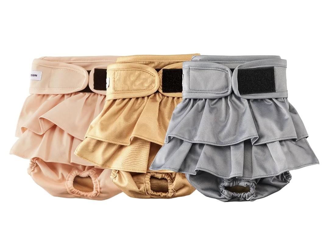 Reusable Dog Diapers Female Medium Washable, Premium Doggie Diaper for Dogs, Pack of 3, Highly Absorbent Dog Diaper for Heat, Incontinence and Puppy Training(M)