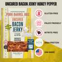 Pork Barrel BBQ Honey Pepper Bacon Jerky - Uncured Snacks, Slow Cooked Bacon, Nitrate and Nitrite Free, Gluten Free Protein Snack, 2 oz - Pack of 3