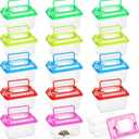 15 PCS Plastic Reptile Terrarium Carrier Cage, Portable Transparent Aquarium Box with Slotted Ventilation Holes for Turtle, Snake, Spider, Breeding, Hatching, Fish, 5 Colors Lid, 5 x 3.4 x 3.4 in