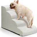 Dog Steps for Bed and Couch,4-Step Dog Stairs and Ramp for Small Dogs & Cats,Indoor Anti-Slip Pet Stairs for Old Cats and Puppy,Light Grey (H17.7"x W15.7"x L26.7")