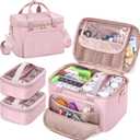 Medicine Storage Bag with 2 Medical Bags, Pill Bottle Organizer Bag Empty First Aid Bag for Travel, Home Healthcare, Pink(Empty Bag Only)