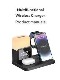 6in1 Wireless Charging Station, Charger Stand for Apple Multiple Devices, for iPhone 17 16 15 14 13 12 Pro Max Watch Airpods, Wireless Charger iPhone Charging Station with Night Light/Alarm Clock