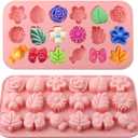 2PCS Flower Silicone Molds, 3D Daisy Rose Leaf Candy Chocolate Molds, Fondant Mold for Cake Cupcake Decorating, DIY Chocolate, Gummies, Jello, Desserts, Soap, Crafts