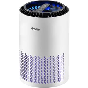 AROEVE Air Purifiers for Bedroom Home, Air Purifier For Smoke Pollen Dander Hair Smell Air Cleaner with Sleep Mode Speed Control For Bedroom Office, MK01- White