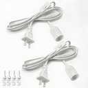 Light Bulb Socket with Cord - 8.2Ft Extension Hanging Lantern Cord E26/E27 Pendant Lamp Socket with Switch, White, 2 Pack