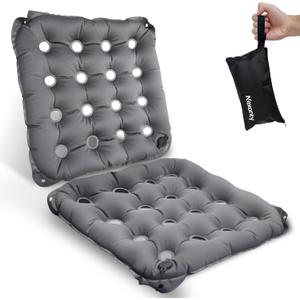 2 Pack Waffle Cushion for Prolonged Sitting, Wheelchair Seat Pad for Pressure Sore, Pressure Relief Inflatable Seat Cushion for Offices, Cars, Airplanes, and Travel, with Hook & Storage Bag