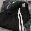 Verdusa Women's Cargo Pants Baggy Straight Wide Leg Track Pants Striped Joggers with Pockets Athletic Streetwear (Black)