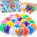 24 Pack Fidgets Stress Balls for Kids Adults, Squishies Ball Toys Pack, Stress Relief Sensory Stress Ball for Autism, Squishy Toys for 3 4 5 6 7 8 9 10 Boys Girls Gifts
