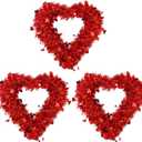 6 Pack Red Valentine Heart Wreaths Tinsel Hearts Shaped Wreath Hanging Valentine's Day Decorations for Valentines Holiday Wedding Birthday Party Front Door Wall Window Mantel Decor 15" x 13.4"