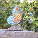 Rezpuao Solar Butterfly Garden Statues,Butterfly Decor for Outdoor,Resin Colorful Butterflies Figurine with Solar Light for Patio,Balcony,Yard,Lawn Ornament,Perfect Garden Gift