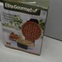 Elite Gourmet Belgian Waffle Maker with PFAS-Free CeramiCrisp Ceramic Nonstick Plates, Adjustable Browning Control, 1100W Heating, Power & Ready Indicator Lights, Vertical Storage, Stainless Steel