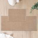 FRESHMINT Chenille Bathroom Rugs Sets 2 Piece 17"x24"+20"x47", Non-Slip Bath Mats Set for Bathroom, Absorbent Bath Rug, Washable Set of 2 Shower Floor Mat Runner, Beige
