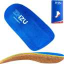 3/4 Orthotics Cork Shoe Insoles,ZHZU Arch Support Inserts for Men/Women,Plantar Fasciitis Insole, Flat Feet Breathable Shoe Inserts,Over-Pronation and Heel Pain Shoe Pad,Blue/L(Men11-13/Women12-14)