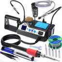 WEP 927IV Soldering Station Kit HighPower 110W with 3 Preset Channels, Sleep Mode, LED Magnifier, 5 Extra Iron Tips, Tip Cleaner, 2 Helping Hands, Tip Storage Slots, Leadfree Solder Wire, Tweezers