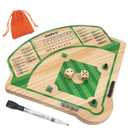 Baseball Board Game,Wooden Baseball Game,20mm Thick Wooden Board with 10 Pieces & Dice,Markers,Great for Family Game Night, Party and Road Trip, Portable