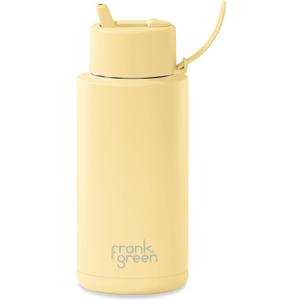 frank green - Ceramic Reusable Bottle - Stainless Steel Water Bottle With Straw, Insulated Water Bottle, Metal Water Bottle - Flip Straw Lid - 34oz - Buttermilk