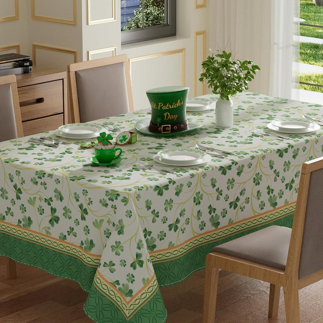 XCHI Shamrocks Clovers St. Patrick's Day Tablecloth Rectangle Table Cloth Washable Table Covers for Indoor Dining Home Party Decorations 60x84 Inch