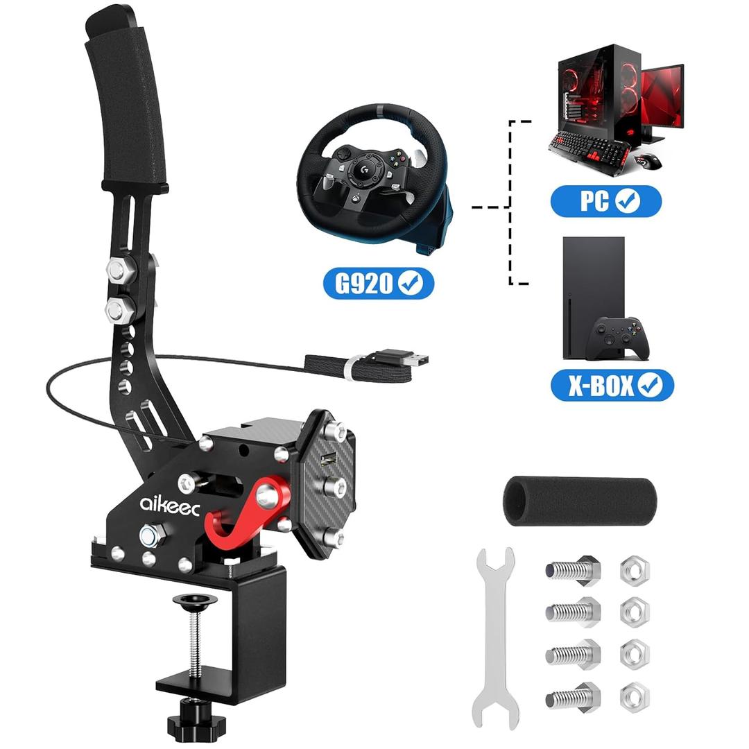 aikeec USB Handbrake Clamp for PC Sim Racing Games G25 G27 G29 T500 FANATECOSW DIRT RALLY Windows (Black, XBOX) aikeec USB Handbrake Clamp for PC Sim Racing Games G25 G27 G29 T500 FANATECOSW DIRT RALLY Windows (Black, XBOX)