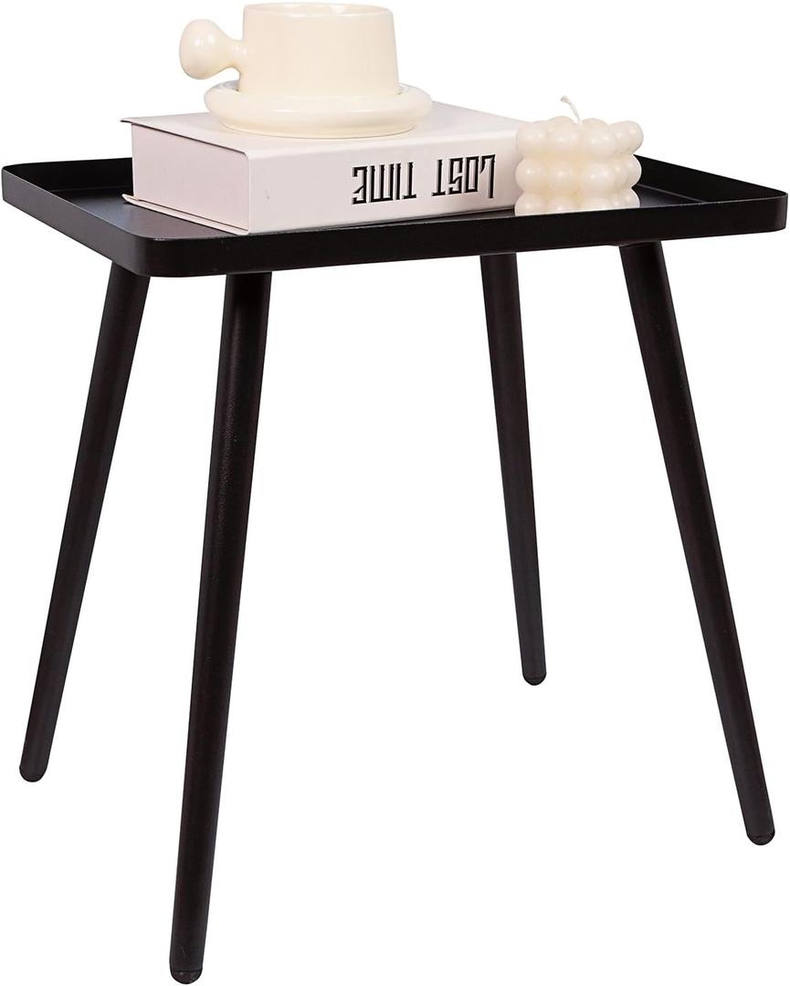 Black Side/End Table, Small End Table Accent Table Living Room Bedroom Balcony Office, Modern Side Table Bedside Table Home Decor, Indoor & Outdoor 